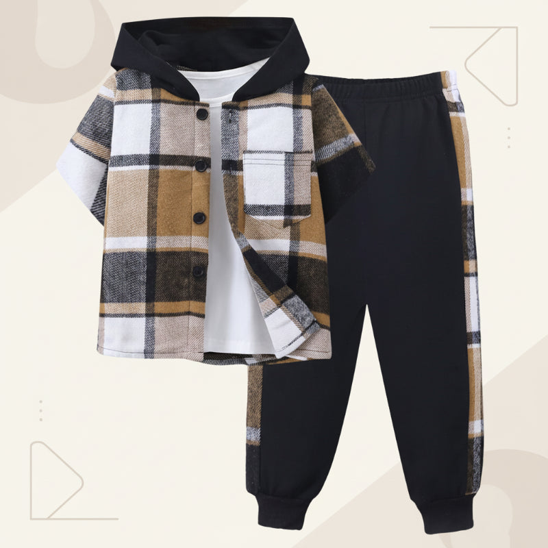 Bengeltje geruite kinderkleding set jongens gedragen - Milo & Moon