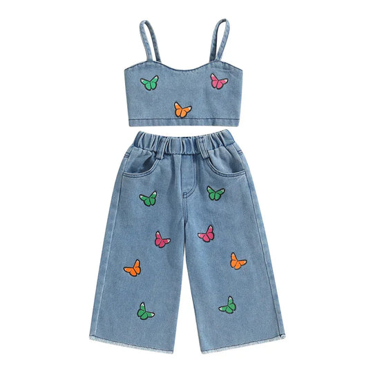 ButterBloom – Denim Set met Vlinderborduursel