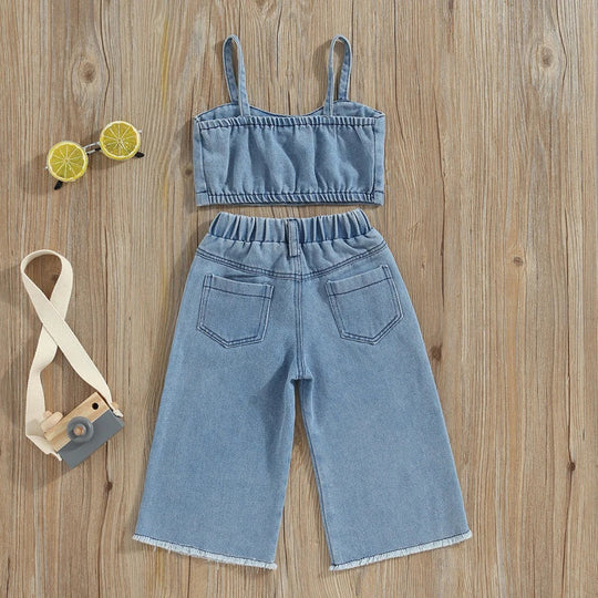 ButterBloom – Denim Set met Vlinderborduursel