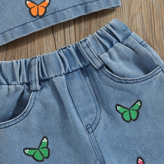 ButterBloom – Denim Set met Vlinderborduursel