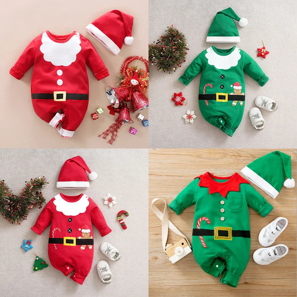 TinyClaus™ – Zacht Katoenen Kerstpak – Eerste Kerstoutfit voor Baby’s
