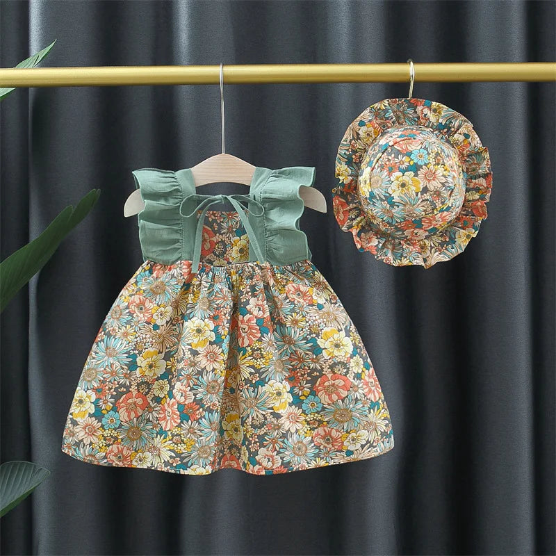 PetalBloom – Zomerjurk met Bloemenprint & Hoed