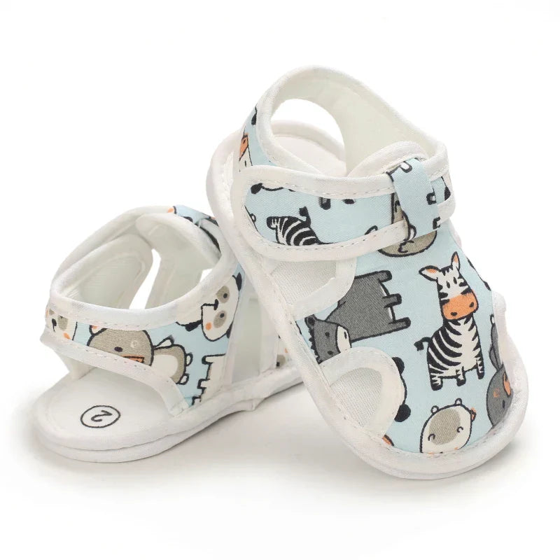 SunnySteps™ – Ademend Design met Dierenprint – Zachte Baby Sandalen