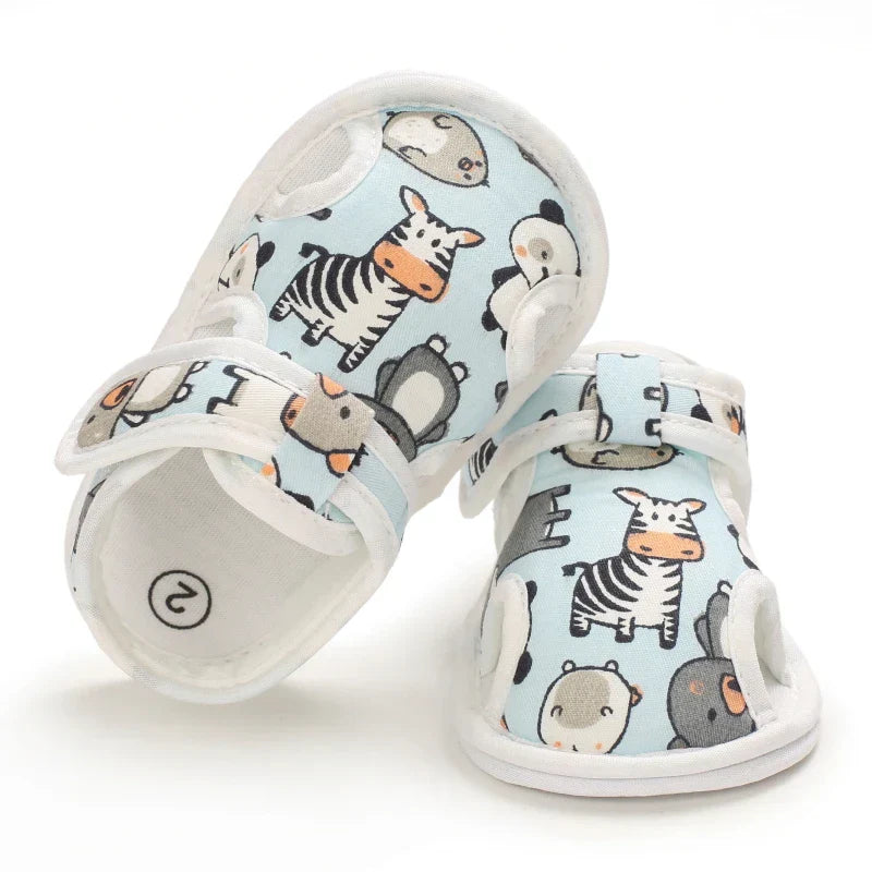 SunnySteps™ – Ademend Design met Dierenprint – Zachte Baby Sandalen