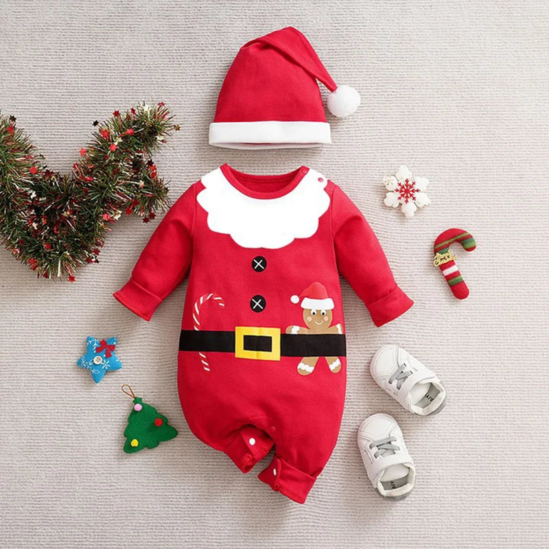TinyClaus™ – Zacht Katoenen Kerstpak – Eerste Kerstoutfit voor Baby’s