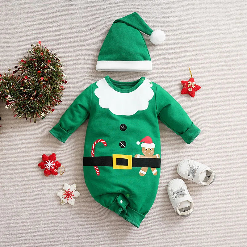 TinyClaus™ – Zacht Katoenen Kerstpak – Eerste Kerstoutfit voor Baby’s