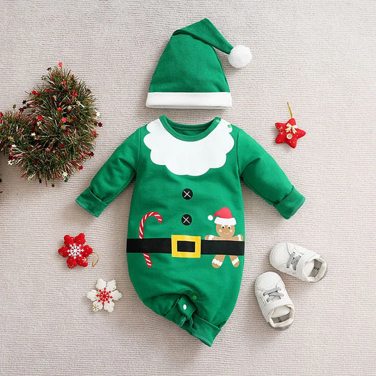TinyClaus™ – Zacht Katoenen Kerstpak – Eerste Kerstoutfit voor Baby’s