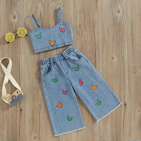 ButterBloom – Denim Set met Vlinderborduursel