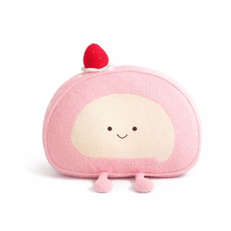 StrawberryRoll – Aardbei Swiss Roll Knuffel Kussen van Zacht Pluche