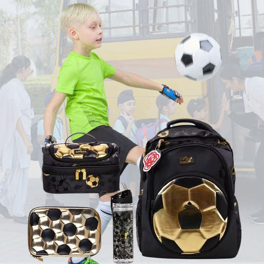 KickBag™ – Gouden Voetbal Rugzak voor Kinderen – Sportieve Schooltas