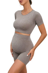 MamiEase™ - Zwangerschapsset – Naadloze Crop Top & Hoge Taille Short voor Ultiem Comfort